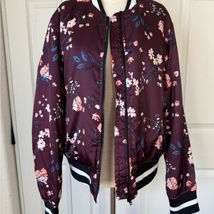 a.n.a Floral Bomber Jacket - Dark Purple